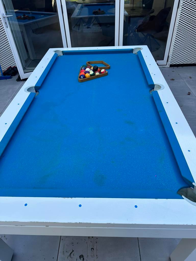 Pooltafel / eettafel met bank, Sports & Fitness, Billards & Billards américains, Utilisé, Table de billard, Table de billard, Enlèvement