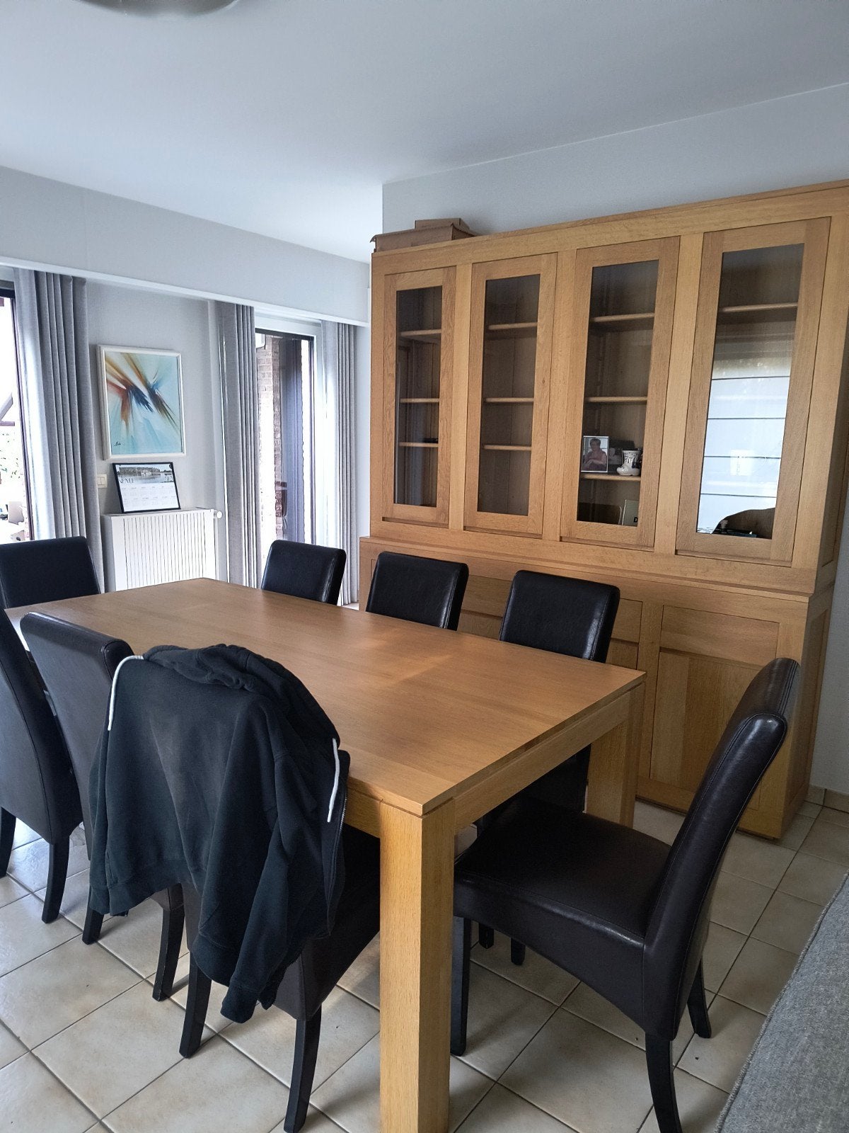 eiken eetkamer met 8 stoelen, Ophalen