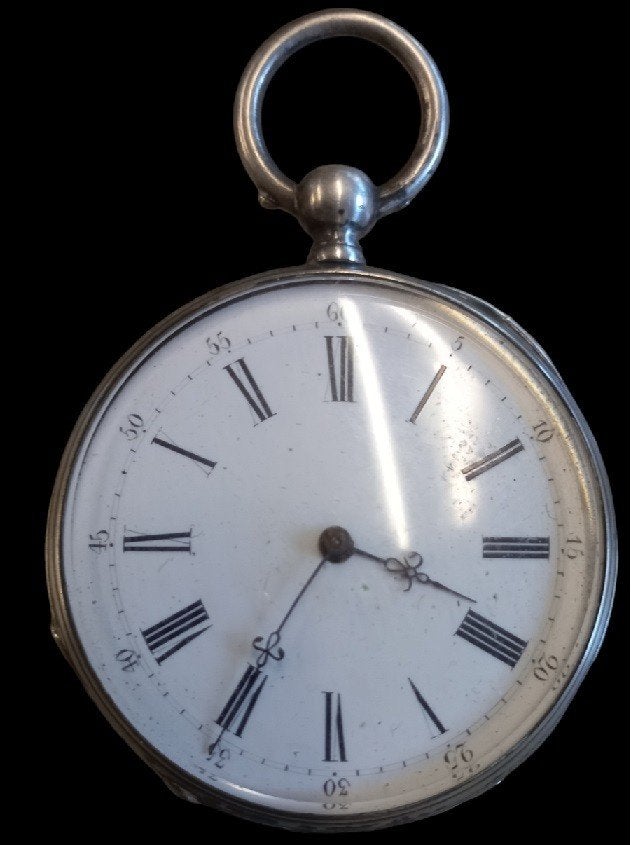 ancienne montre de poche « Echappement à cylindre »., B, B, Retrohouse@telenet.be, Avec chaîne