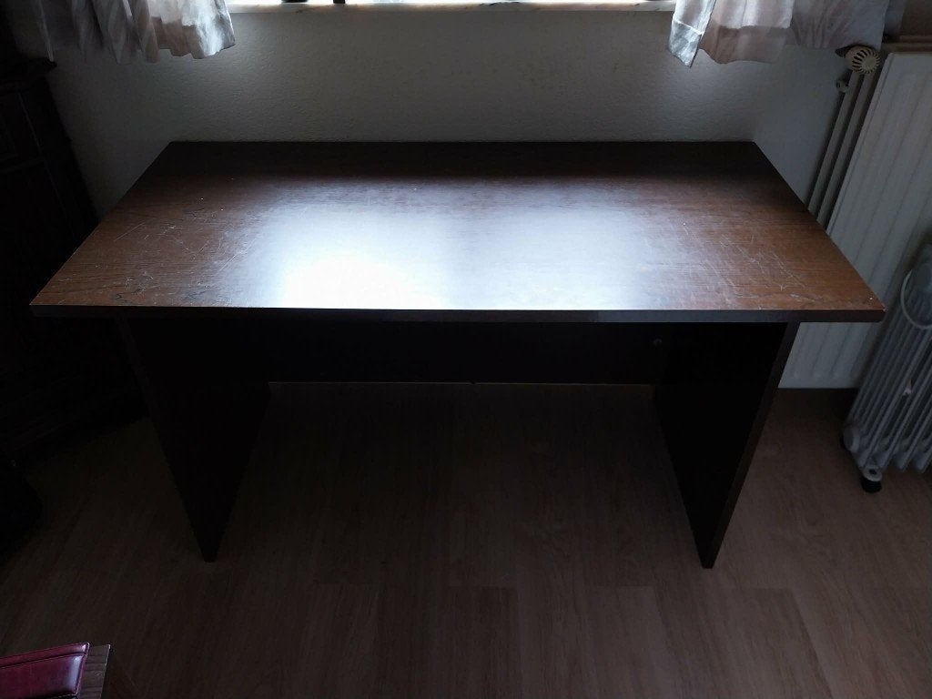 Stevig bureau met apart ladeblok met 4 laden – donkerbruin, Ophalen, Gebruikt, Bruin, 70 cm