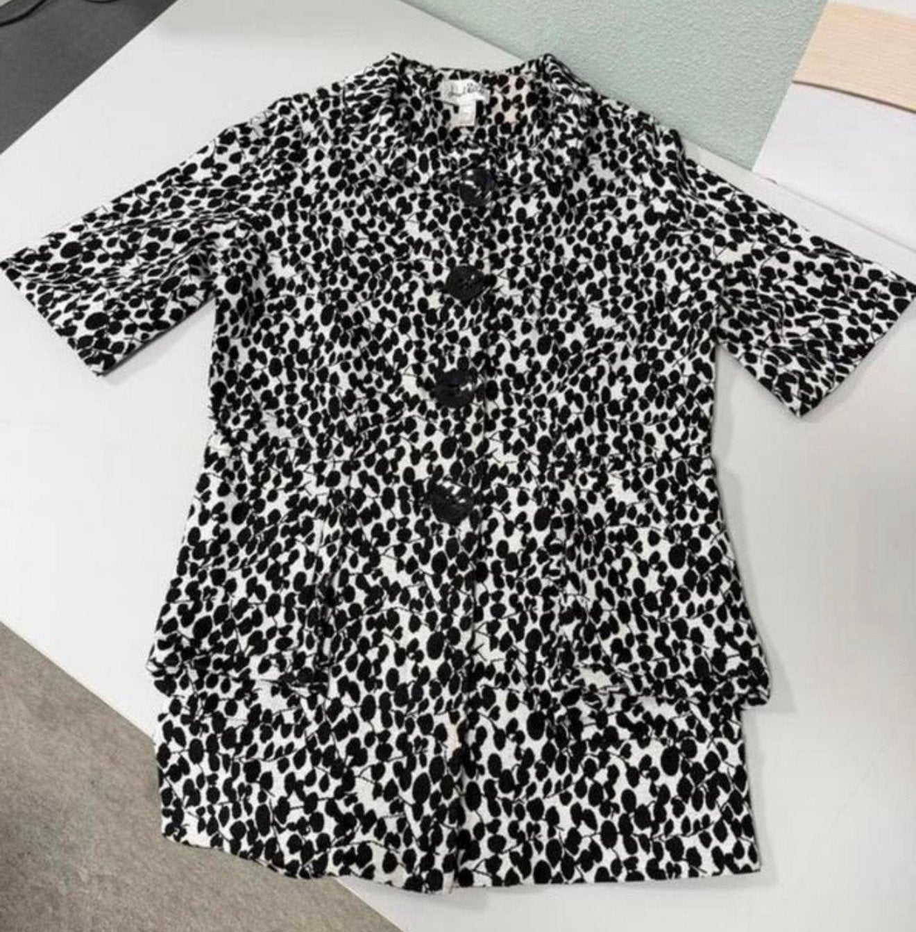 Joseph Ribkoff Blazer Jacket Button Front Black White Print, Kleding | Dames, Ophalen of Verzenden, Zo goed als nieuw, Maat 42/44 (L)