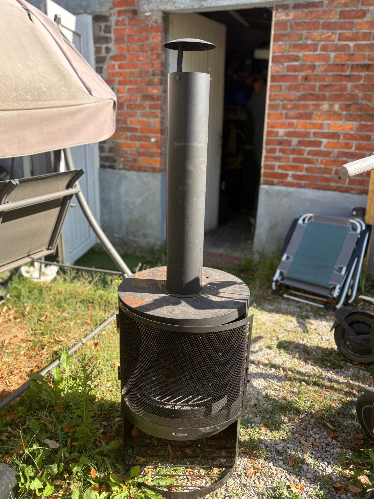 Terrasverwarmer / Tuinhaard met schoorsteen – buitenhaard, Ophalen, Zo goed als nieuw