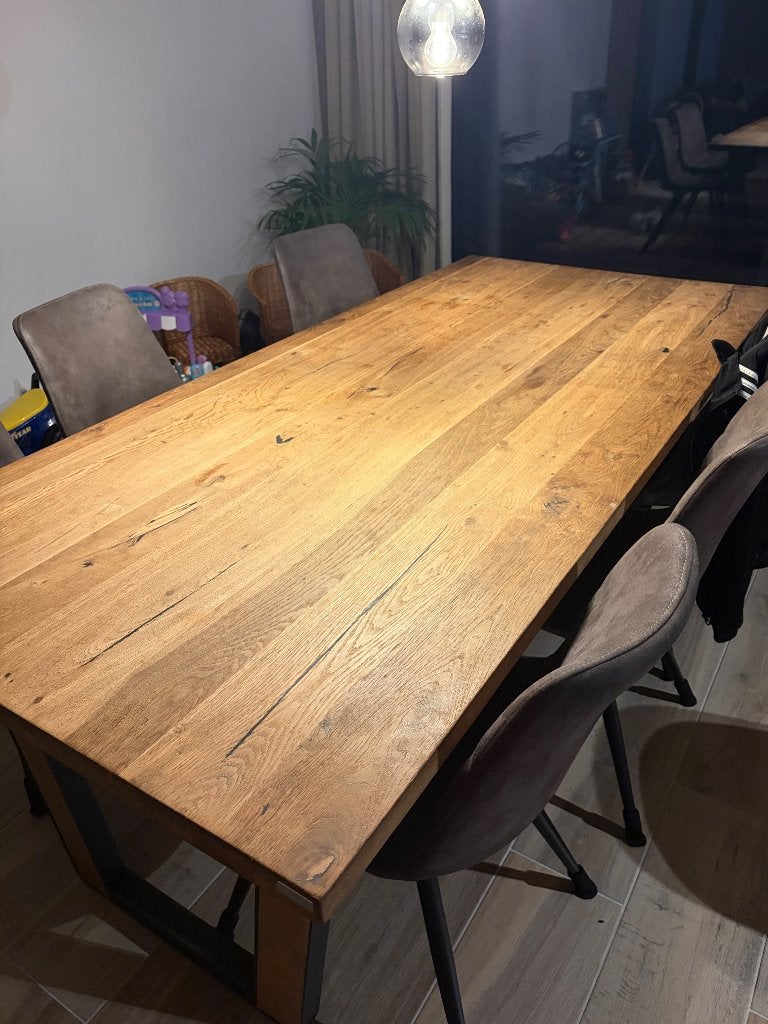 Eettafel + 6 stoelen, Maison & Meubles, 150 à 200 cm, Cinq personnes ou plus, Enlèvement, Utilisé