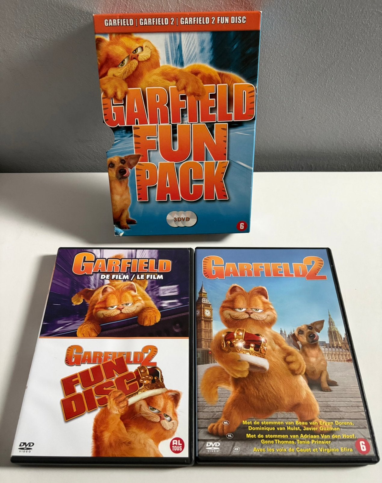 Dvd Garfield Fun Pack - Garfield 1&2 + fun disc, Ophalen, Animatie, Nederlands, Zo goed als nieuw