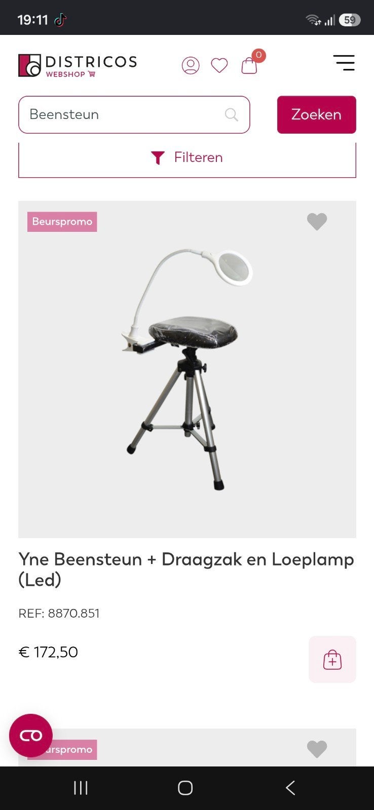 beensteun + loupelamp, Ophalen, Zo goed als nieuw
