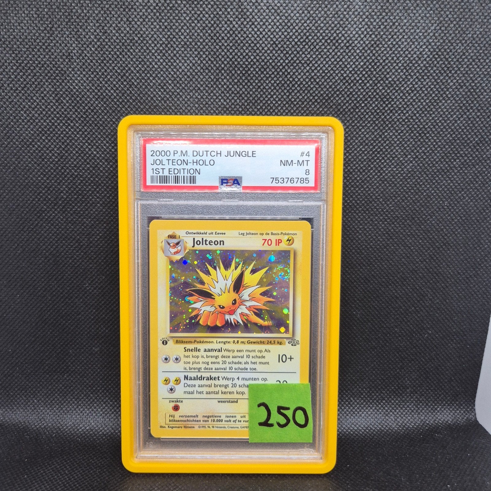 Jolteon Holo 1st Edition NL Jungle PSA 8, Ophalen of Verzenden