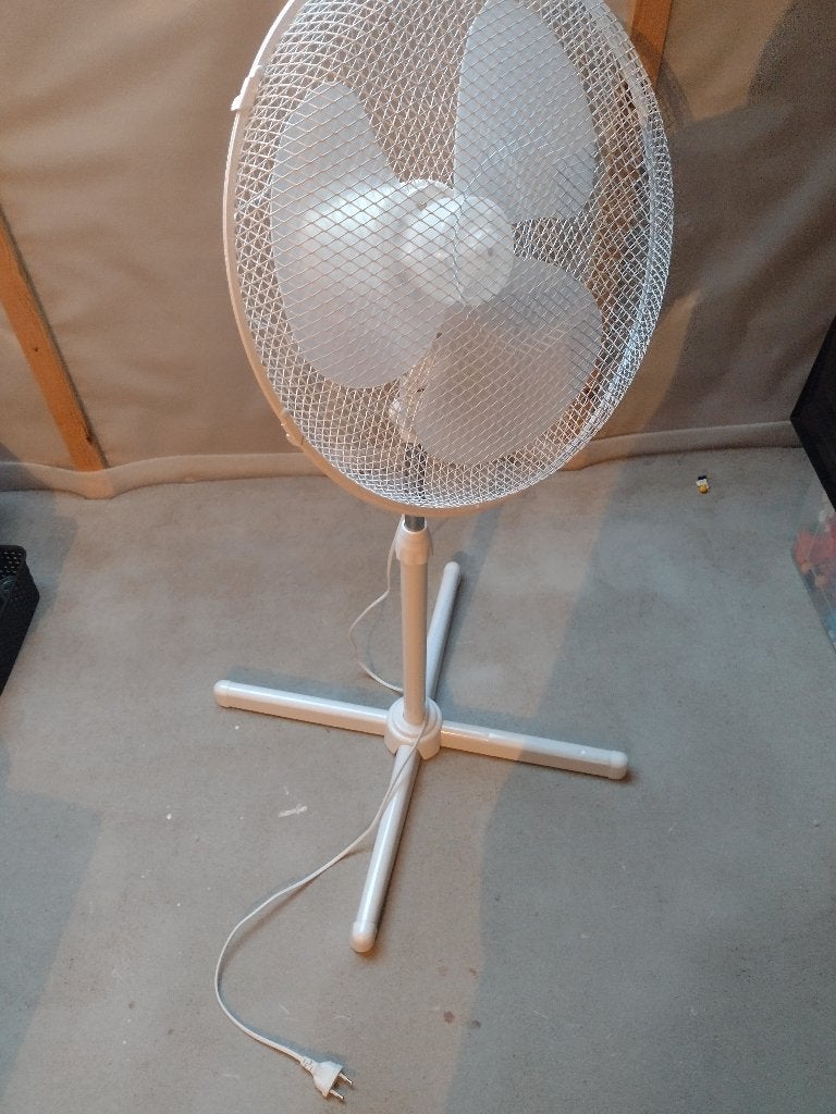 Witte statiefventilator (in hoogte verstelbaar), Enlèvement, Comme neuf, Ventilateur de trépied
