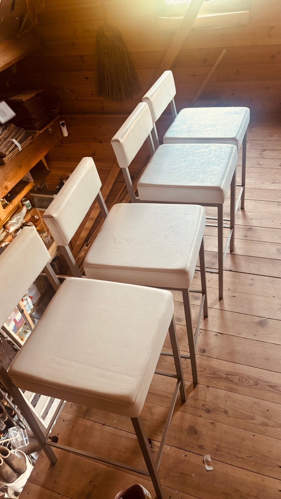 4 barkrukken, Huis en Inrichting, Barkrukken, Ophalen, Gebruikt, Met voetsteun, 60 tot 90 cm