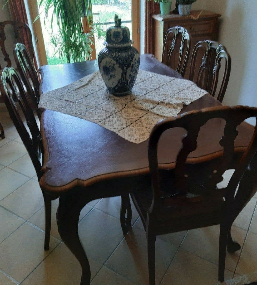 volle eiken tafel 6 stoelen eettafel luster, Ophalen