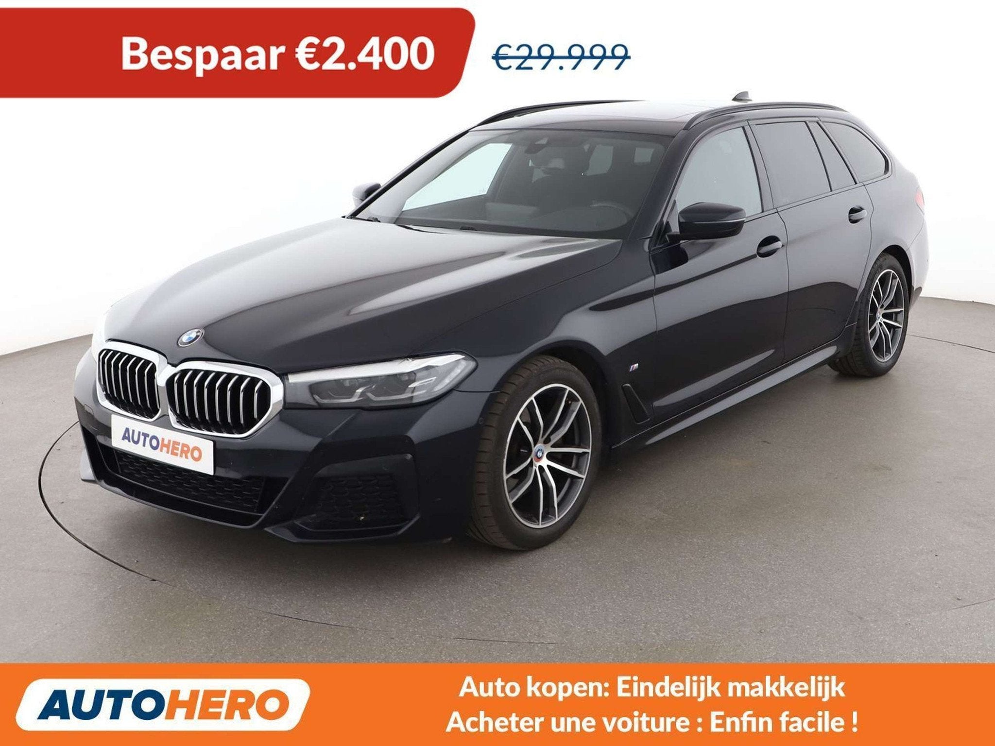 BMW 5 Serie 520 520d Mild-Hybrid M Sport (automatique), Euro 6, Alcantara, Noir, 5 portes