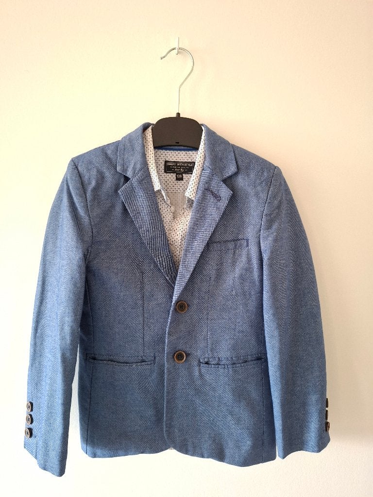 Blazer met bijpassend hemd maat 128 (Smart with style), Ophalen, Zo goed als nieuw, Jongen, Setje