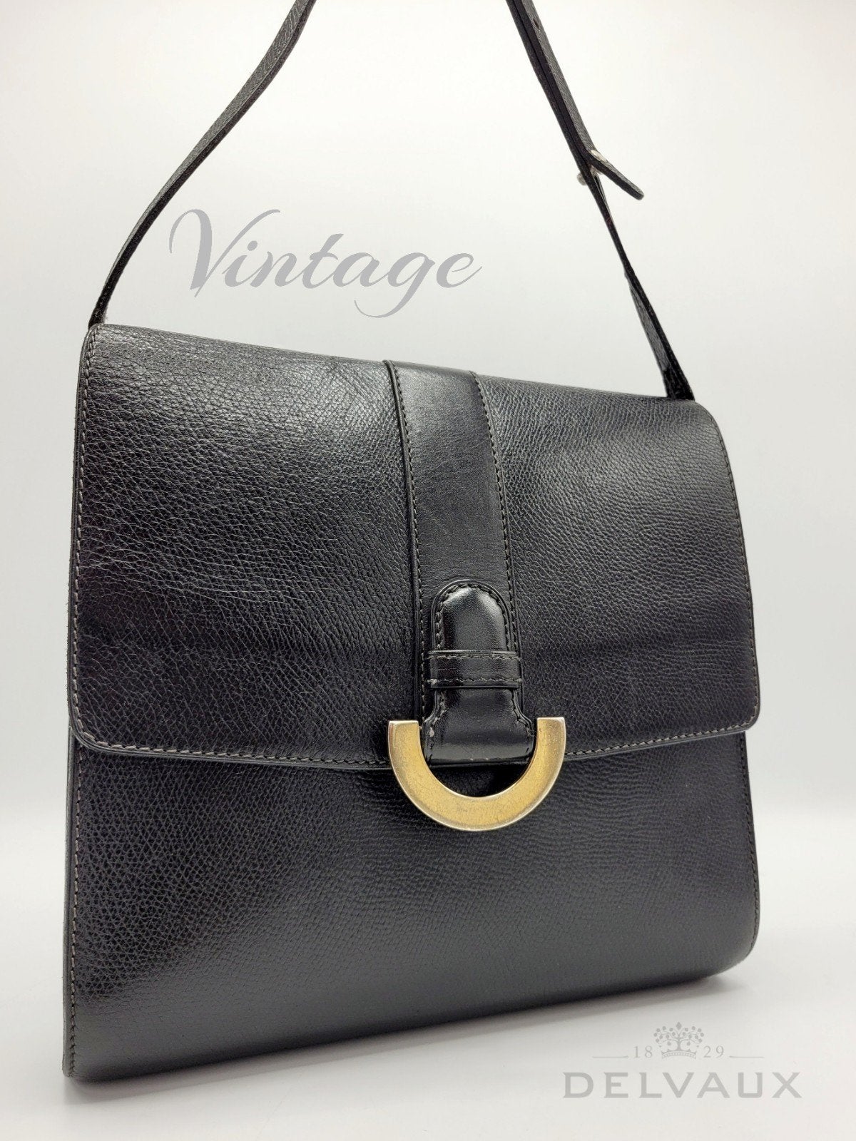 Sac à bandoulière Vintage Delvaux/S et Ciel, Enlèvement ou Envoi, Noir, Sac à bandoulière
