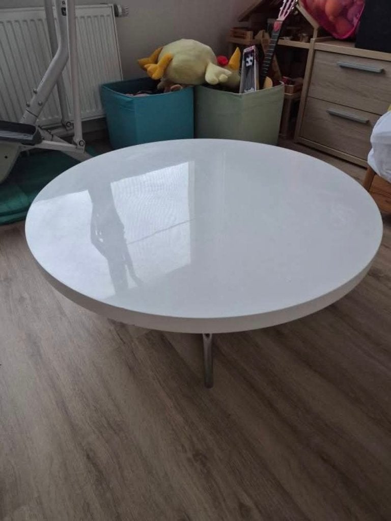 Salontafel: wit, rond, Maison & Meubles, Hoogglans, Rond, 50 à 100 cm, Enlèvement