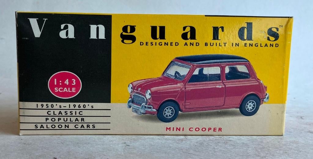 Mini Cooper rood / zwart dak VA25000 Vanguards., Hobby & Loisirs créatifs, Voitures miniatures | 1:43, Enlèvement ou Envoi, Comme neuf
