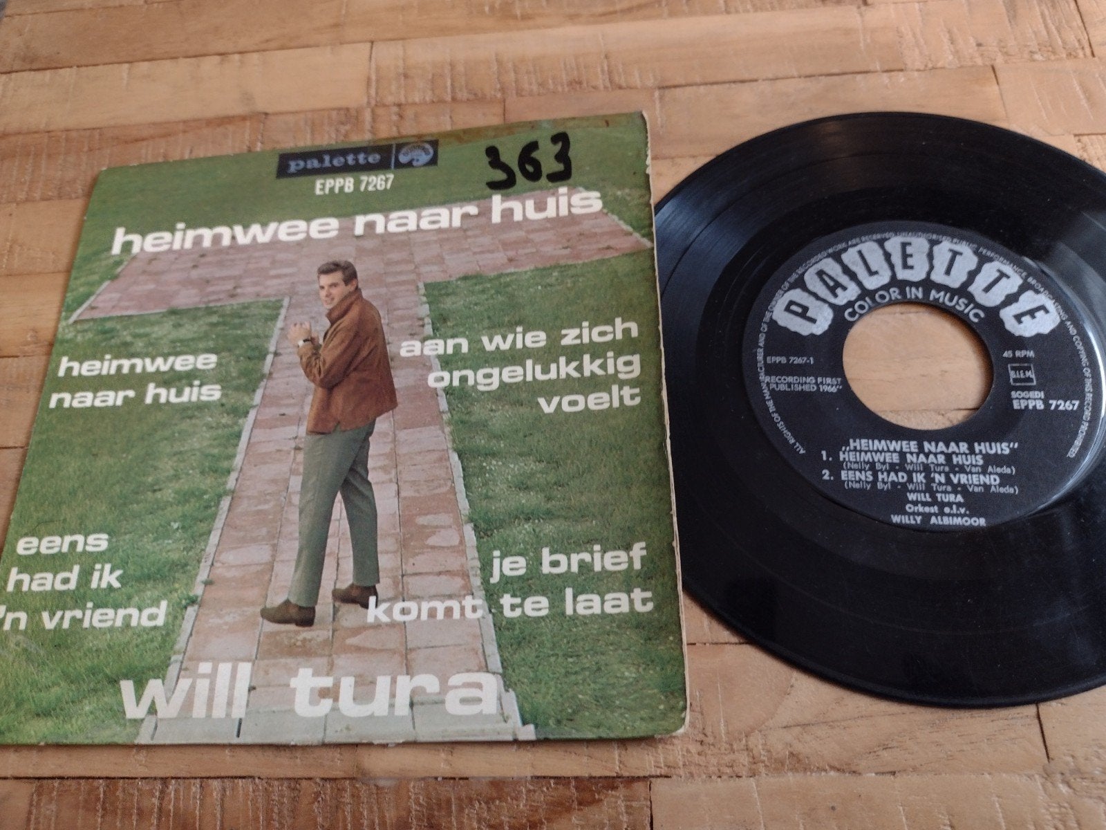 7" EP WILL TURA: HEIMWEE NAAR HUIS (1966) + 3 songs, CD & DVD, Vinyles Singles, Utilisé, En néerlandais, EP, Housse de protection extérieure