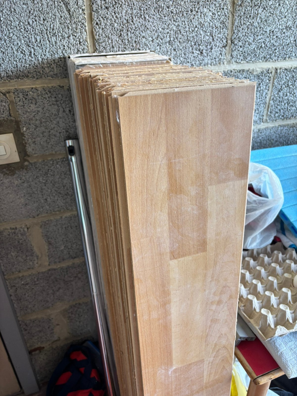 Laminaat - beuk - +- 14m2, Doe-het-zelf en Bouw, Hout en Planken, Ophalen, Gebruikt, Minder dan 25 mm, Plank