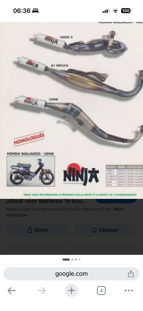 Ninja g1 uitlaat voor wallaroo, Fietsen en Brommers, Brommeronderdelen | Algemeen, Uitlaat, Ophalen
