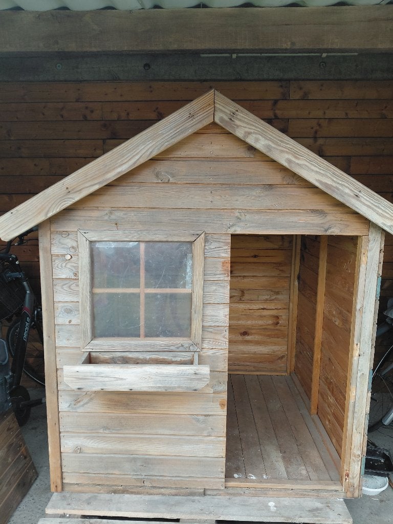 HOUTEN SPEELHUIS 1.12M X 1.28M, Kinderen en Baby's, Speelgoed | Buiten | Speelhuisjes, Gebruikt, Hout, Ophalen