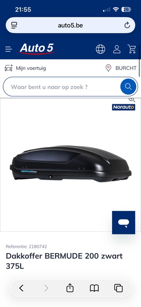 Bermude dakkoffer 200, 375 L, Auto diversen, Ophalen, Zo goed als nieuw