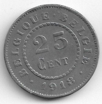 België: 25 cent 1918 FR/VL = morin 436, Postzegels en Munten, Ophalen of Verzenden, Losse munt
