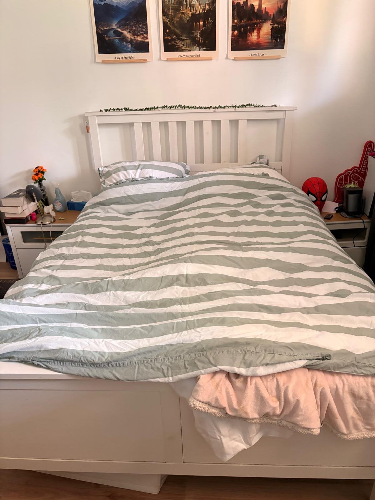 IKEA HEMNES tweepersoonsbed 140 x 200cm, Huis en Inrichting, Ophalen, Wit, Tweepersoons, 140 cm