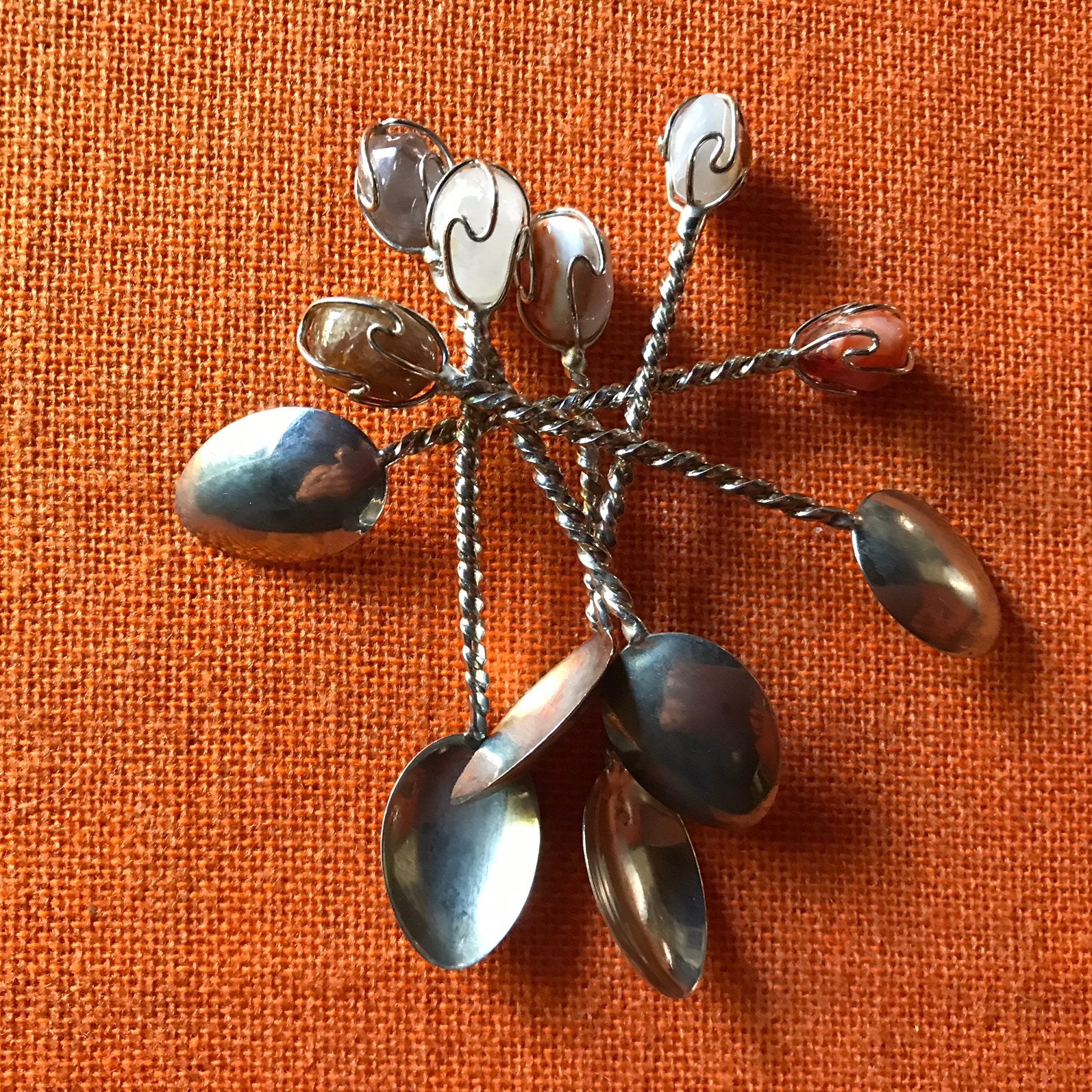 Vintage theelepeltjes met halfedelstenen, Ophalen of Verzenden