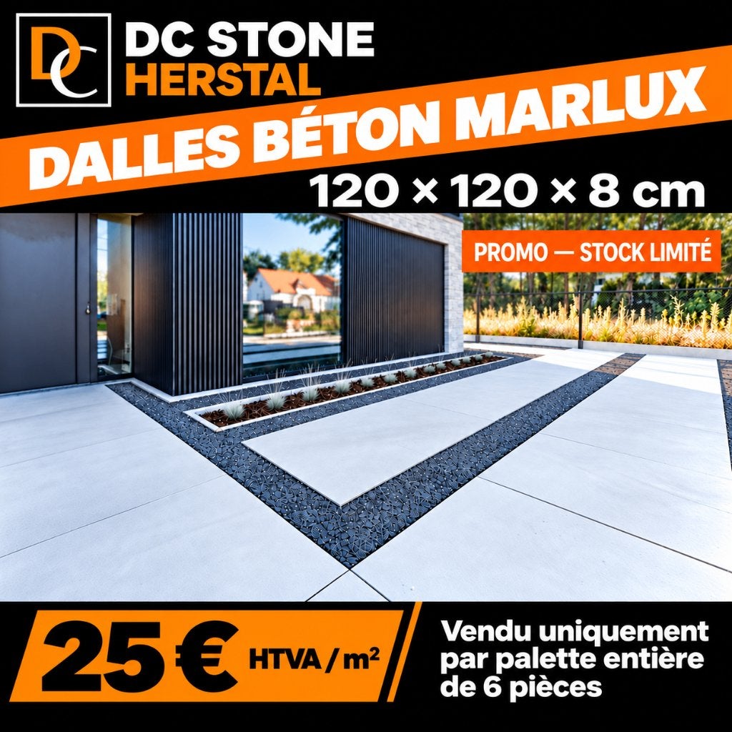 Dalles béton Marlux 120x120x8cm PROMO stock limité !, Enlèvement, Neuf, Béton
