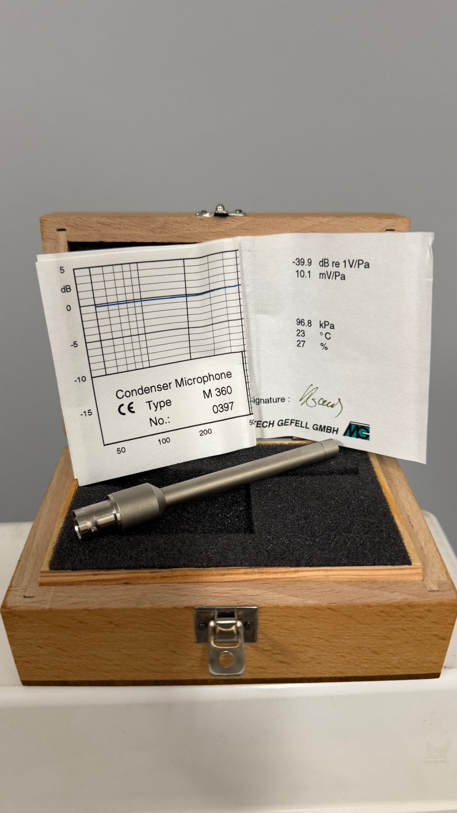 Microtech Gefell M360 Condenser Microphone + cal. Chart, Musique & Instruments, Enlèvement ou Envoi, Comme neuf