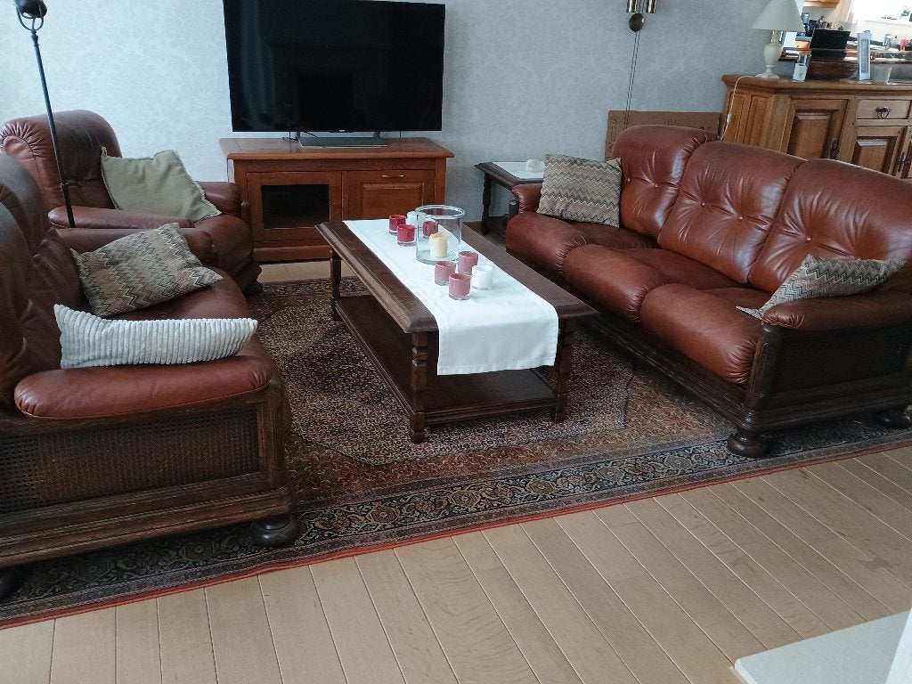 Leren salon, Enlèvement, Comme neuf, Cuir, Klassiek