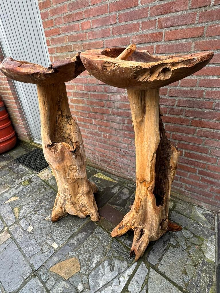 Java boom / Teakhout boom met voederschaal, Ophalen, Zo goed als nieuw