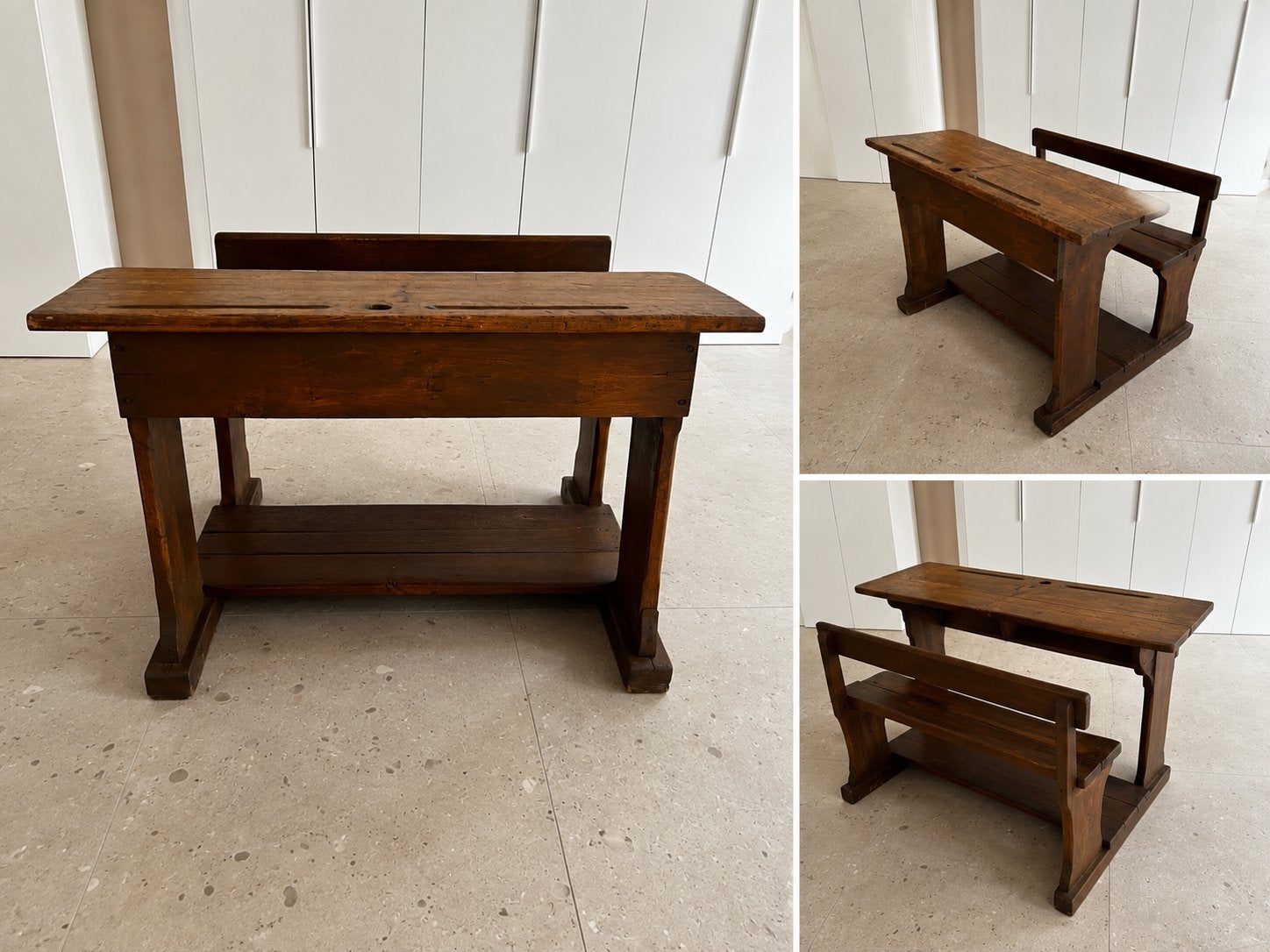 Authentieke houten lessenaar / schoolbank, Huis en Inrichting, Bureaus, Ophalen, Opbergruimte, Gebruikt, 110 cm