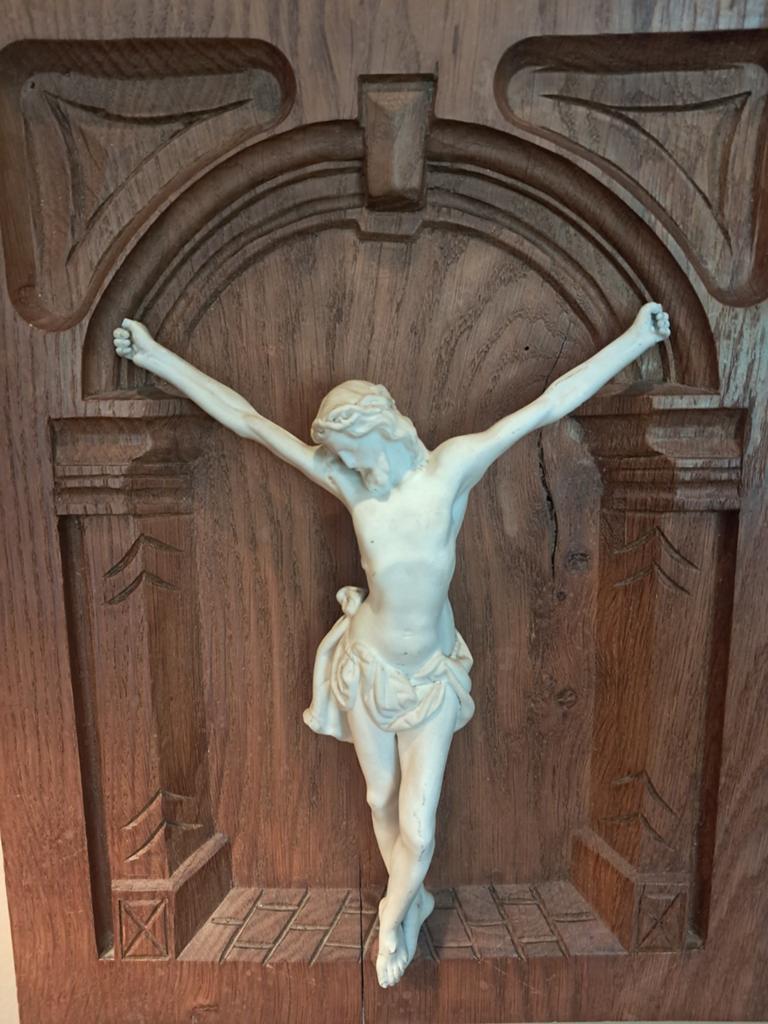 Prachtige,antieke Corpus Christi  in eikenhouten nis, Ophalen of Verzenden