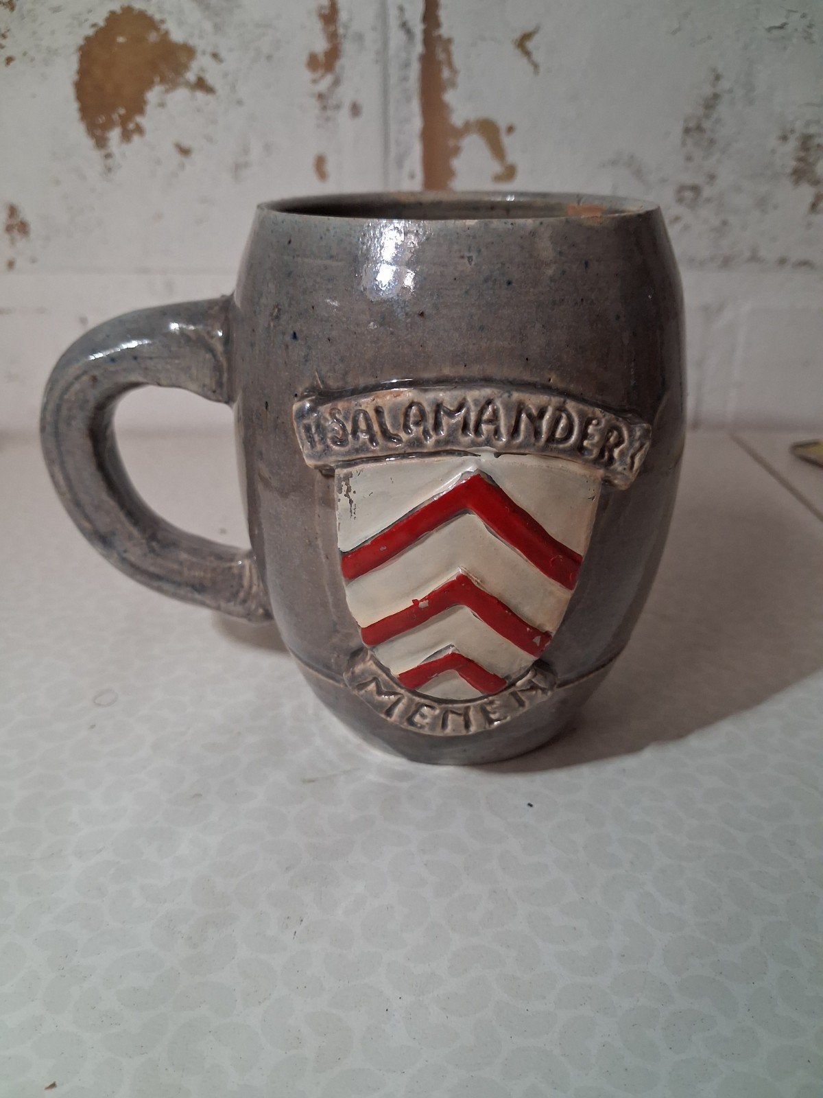 Vlaams aardewerk bierpul bierpot "salamander " Menen, Ophalen of Verzenden