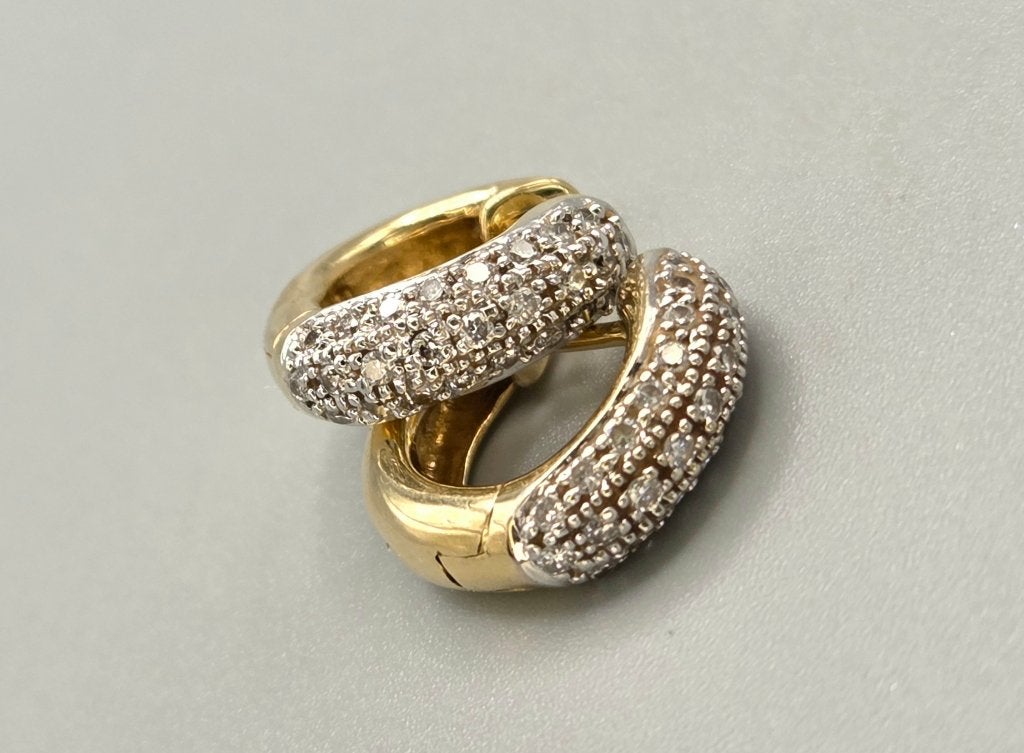 Vintage gouden klapcreolen ca. 0.50 ct diamanten. 2025/596, Handtassen en Accessoires, Oorbellen, Hangers, Ophalen of Verzenden
