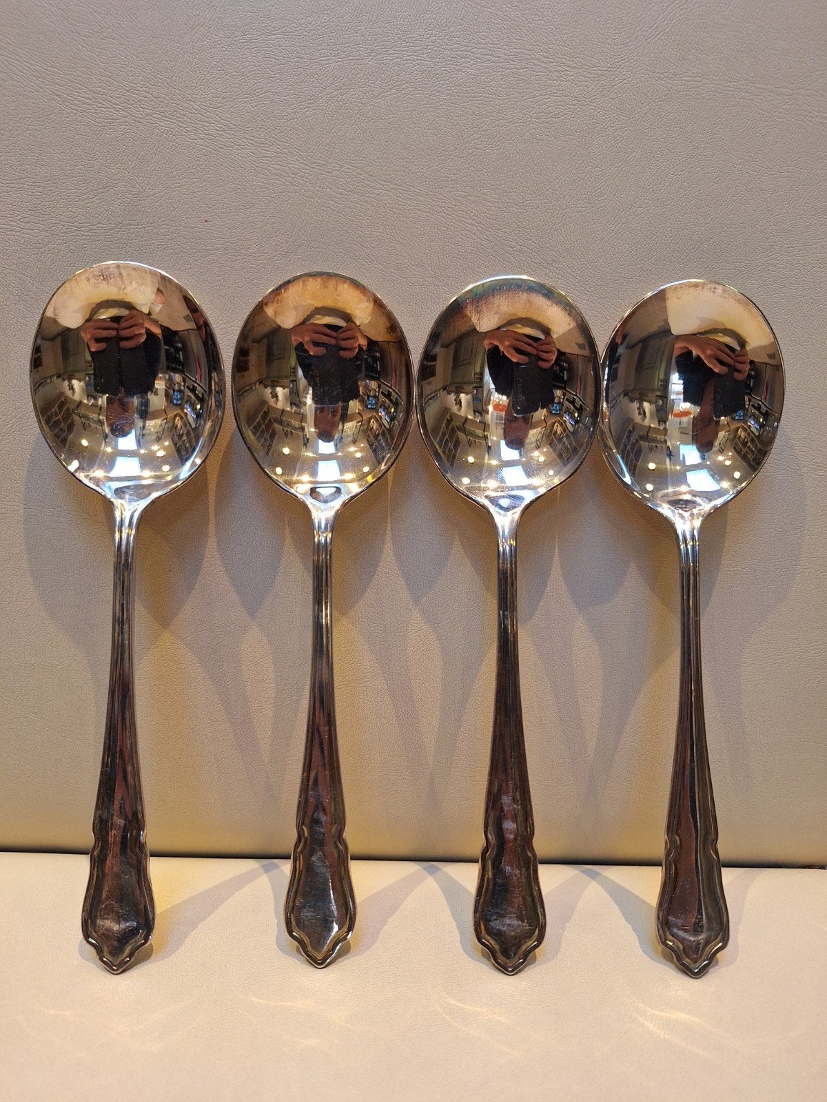 4 verzilverde lepels, Antiek en Kunst, Antiek | Zilver en Goud, Ophalen of Verzenden