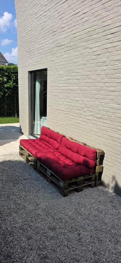 Leuke zitbank met paletten en kussens, Tuin en Terras, Ophalen