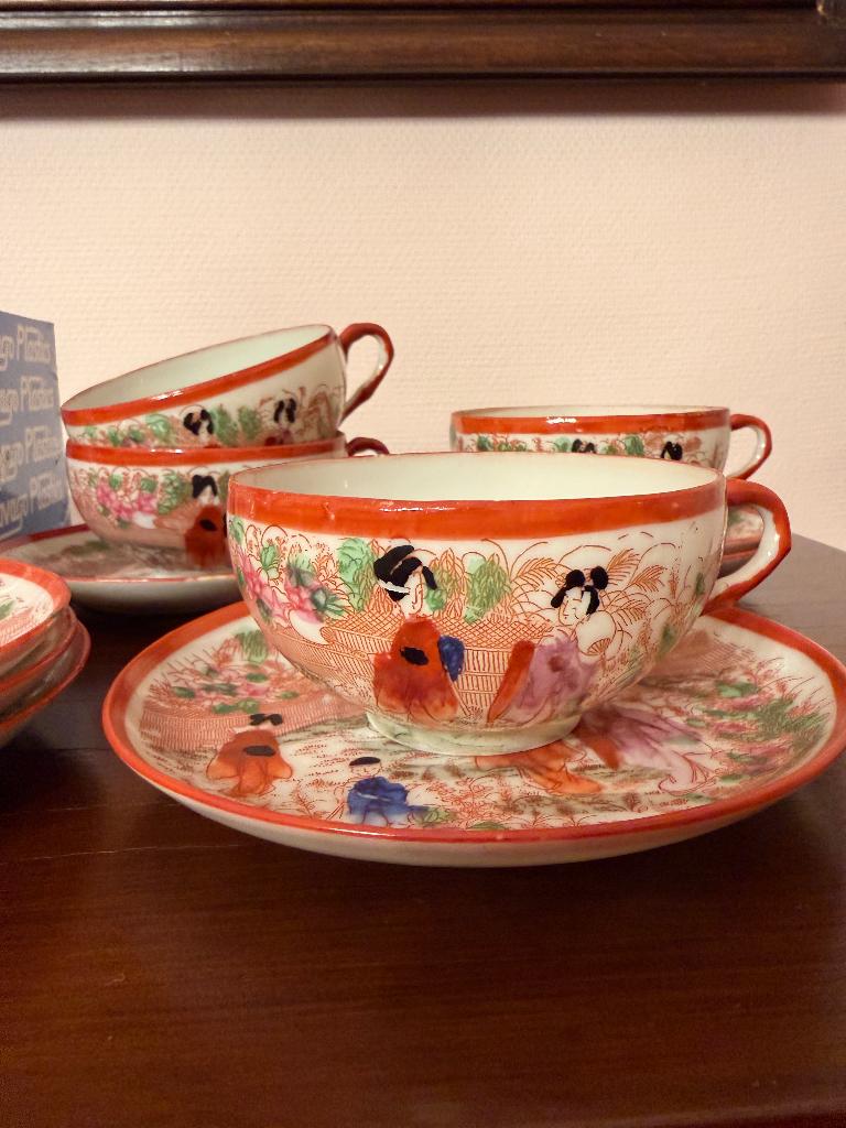 Japanse vintage porseleinen theeset – Kutani stijl, Enlèvement