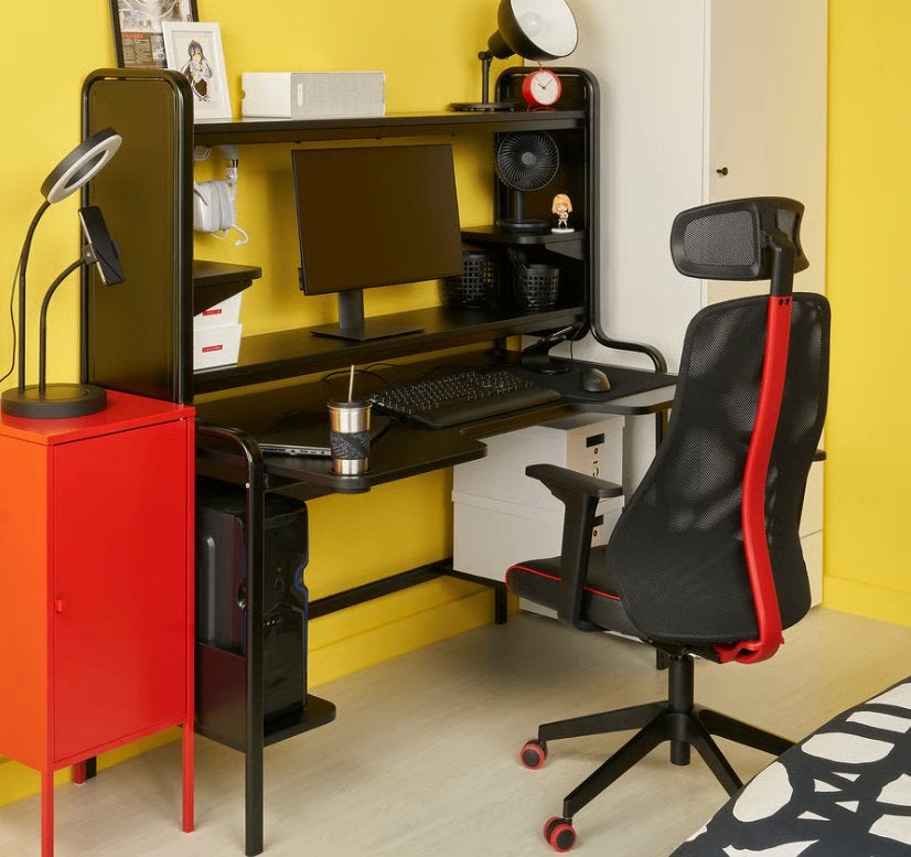 Bureau, Ophalen, Zwart, Metaal, Zo goed als nieuw