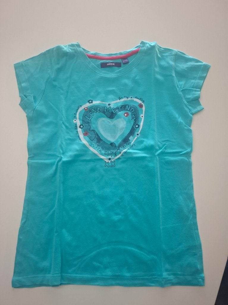 T-shirt Mexx blanc 134-140 bleu clair, Enfants & Bébés, Mexx, Enlèvement ou Envoi, Chemise ou À manches longues, Comme neuf