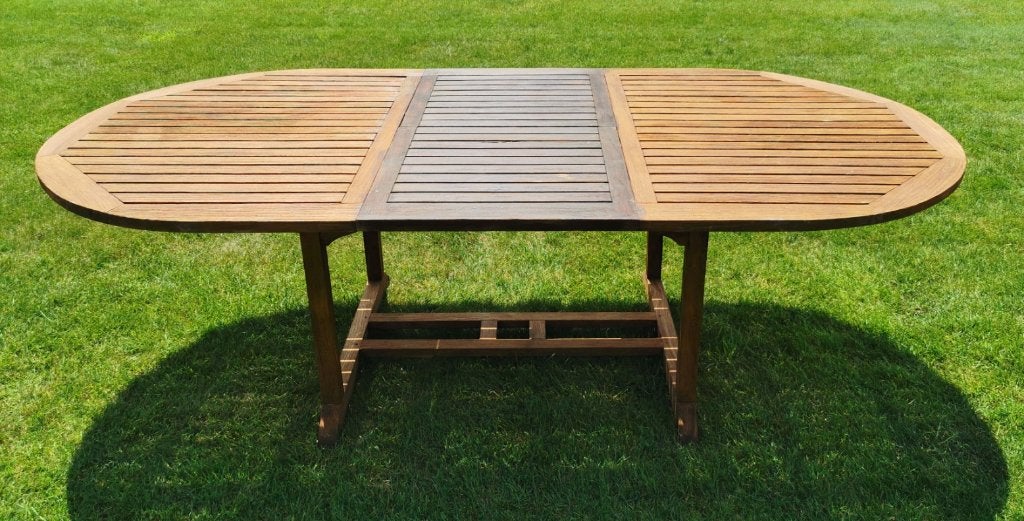 teak tuintafel, Jardin & Terrasse, Enlèvement, Utilisé, Bois de teck