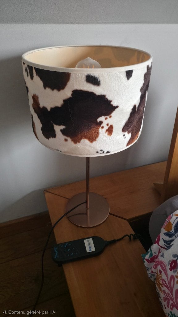 2 Lampes design en peau de vache, Enlèvement, Comme neuf, E27 (grand), Design