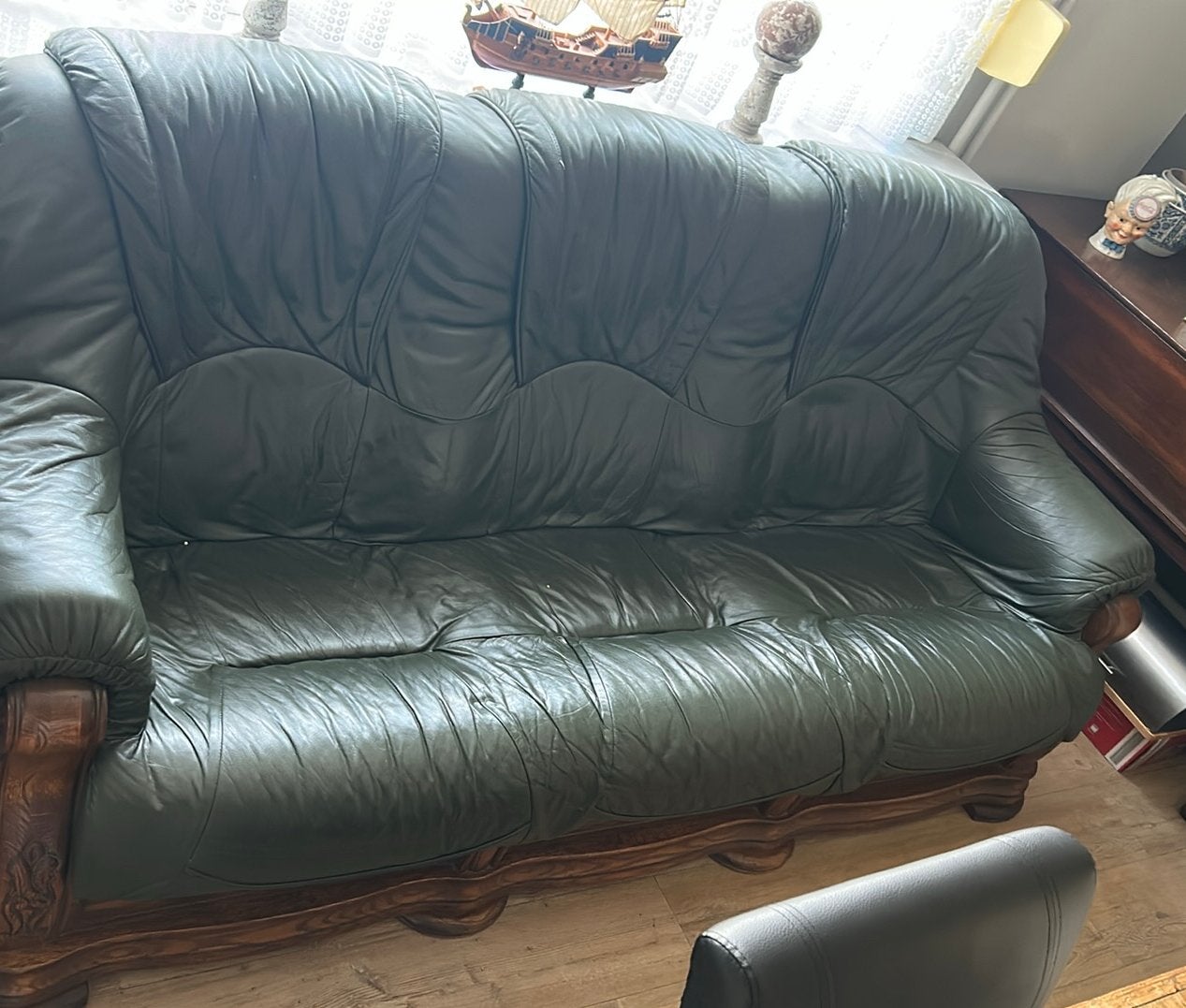 Leren salon in zeer goede staat te koop - 3-, 2- en 1-zit, Ophalen, Zo goed als nieuw