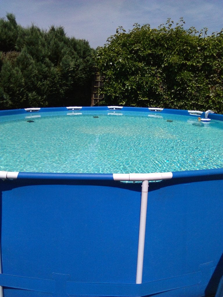 Zwembad met metal frame 4,55 meter met veel toebehoren, Tuin en Terras, Zwembaden, Gebruikt, Opzetzwembad, 80 tot 120 cm, 400 cm of meer