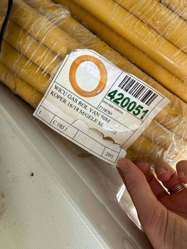 2x 50 m HME koperen WICU-gasleiding — 16/18 koper met PVC, Doe-het-zelf en Bouw, Ophalen, Nieuw, Koper of Messing