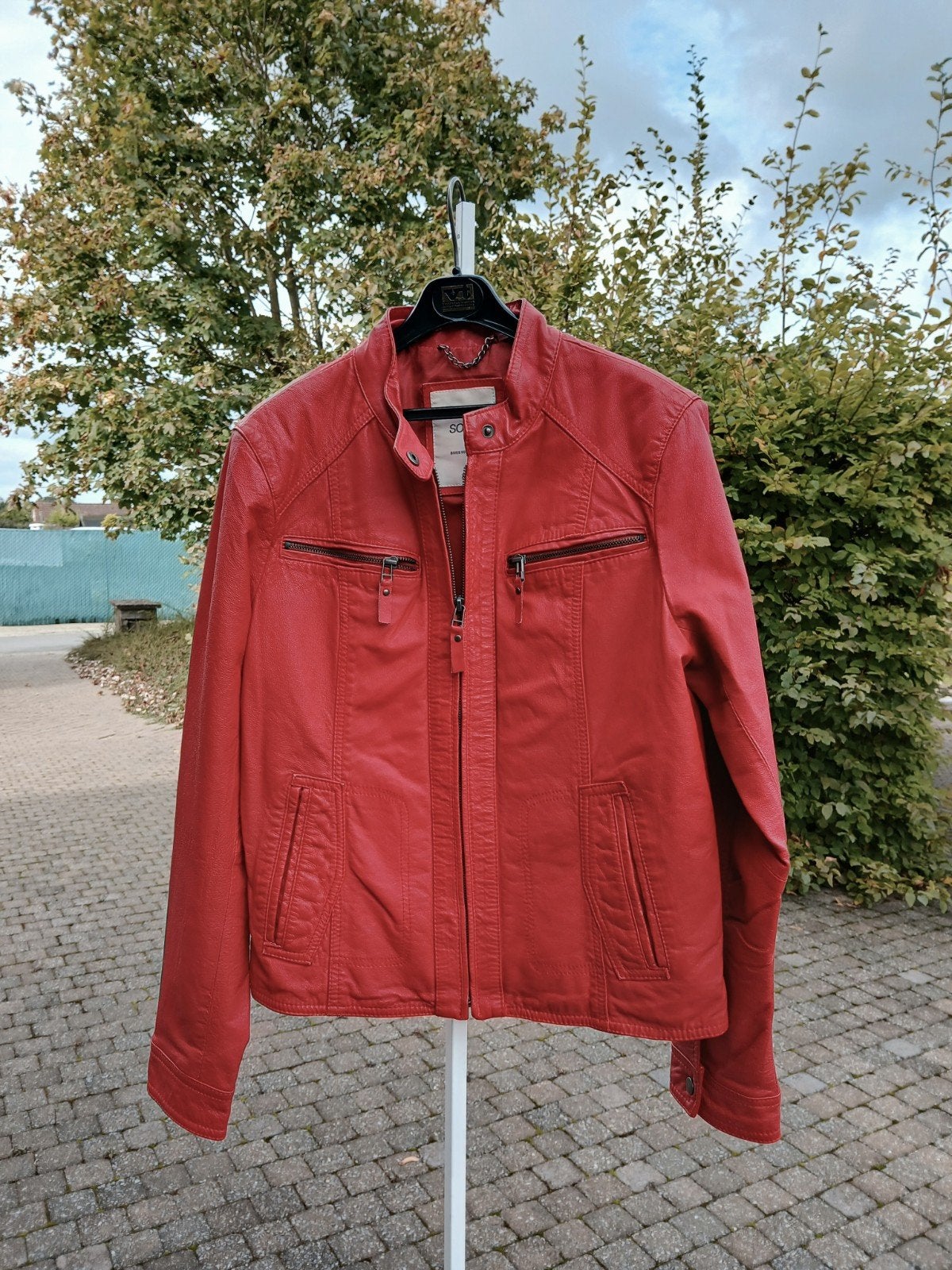 rode echt leder jas, Kleding | Dames, Ophalen of Verzenden, Maat 46/48 (XL) of groter