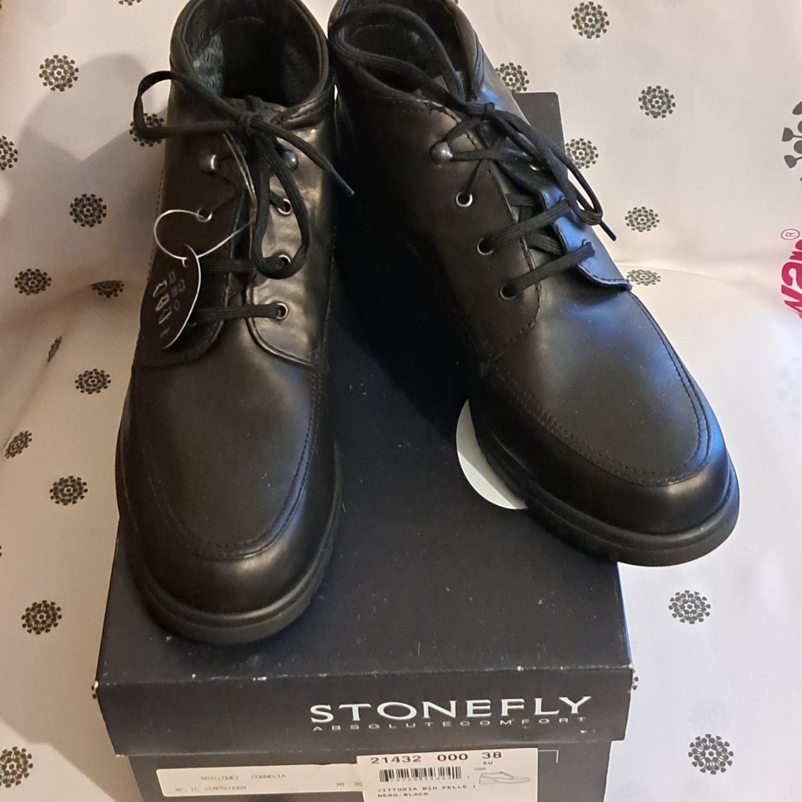 Nouveau ! Bottes à lacets en cuir Stonefly Vittoria noir 38, Neuf, Enlèvement ou Envoi, Stonefly, Noir