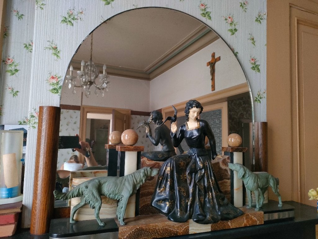 Art deco sierstuk en klok, Antiek en Kunst, Ophalen