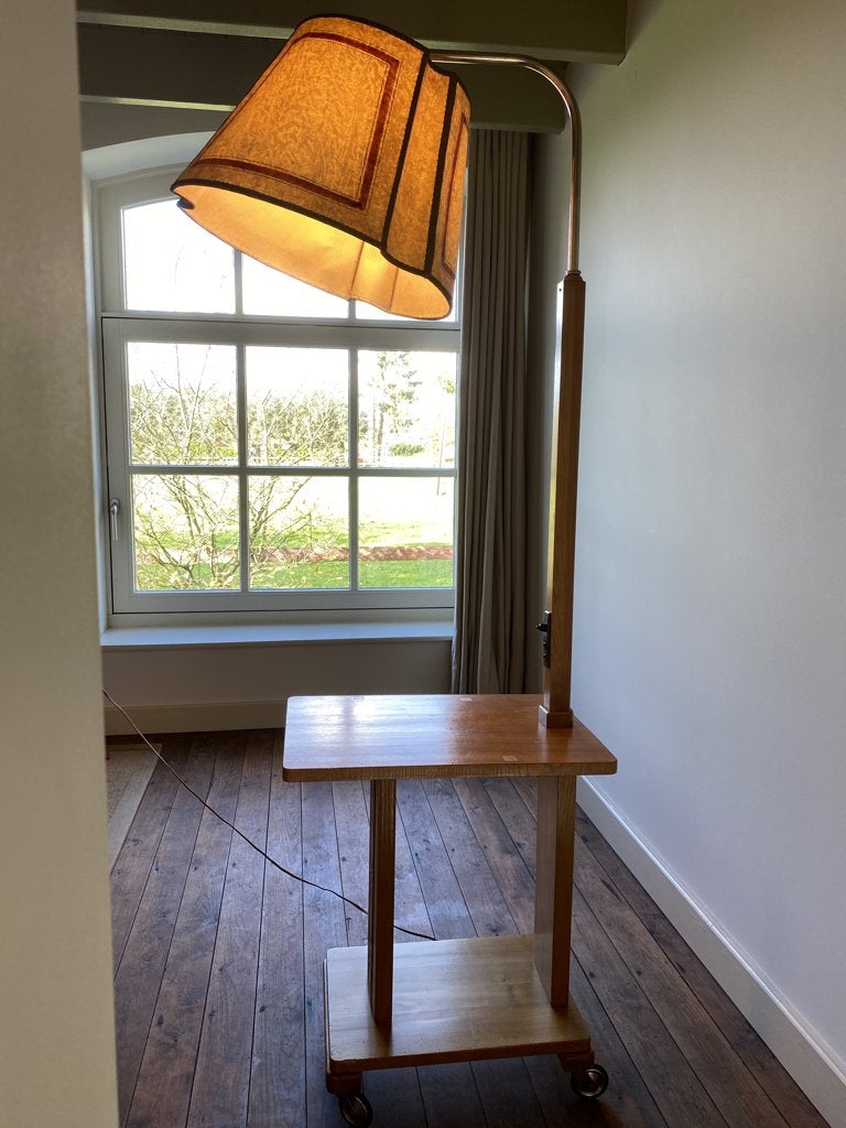 Art Deco vloerlamp, vintage tafel met lamp Temde, Enlèvement