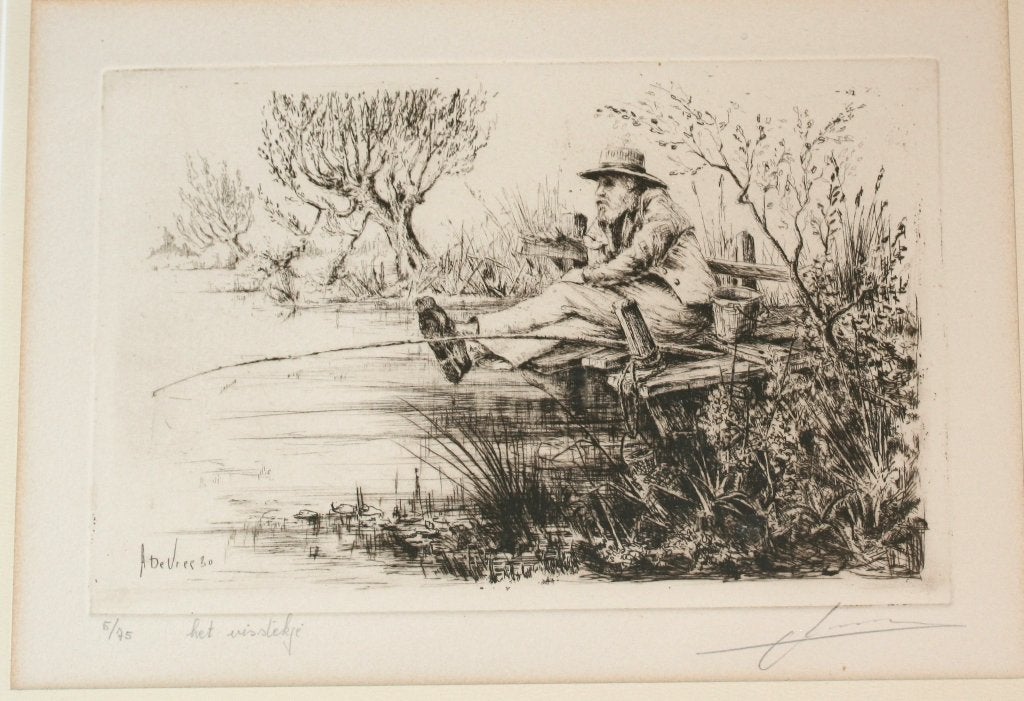Albert De Vree - Ets Gesigneerd 5/75, Antiek en Kunst, Kunst | Etsen en Gravures, Ophalen of Verzenden, Ets, Gesigneerd
