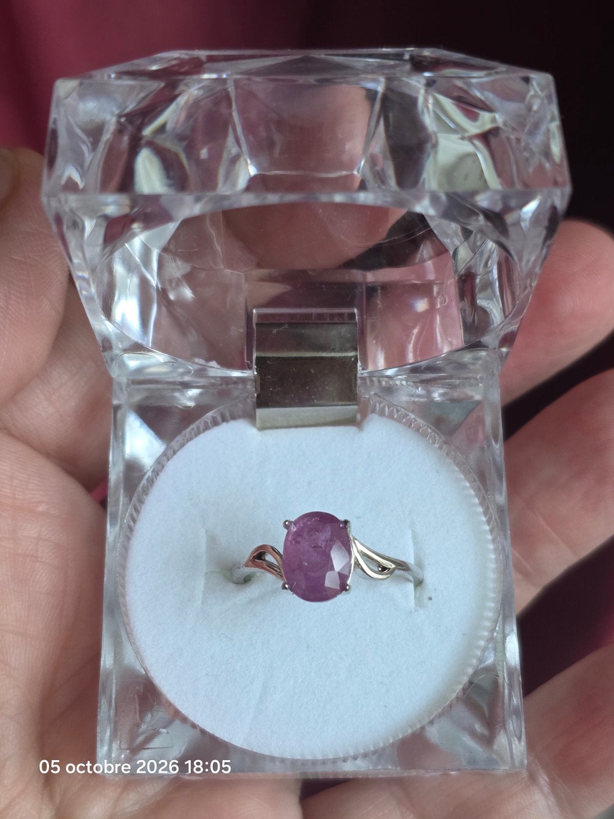 925 sterling zilver ring met natuurlijke saffier, Handtassen en Accessoires, Ophalen, Paars, Nieuw, Met edelsteen